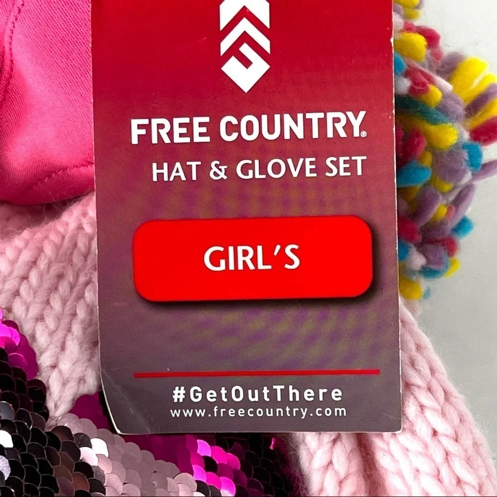 Free Country Girls Knit Hat and Glove Set - L/XL